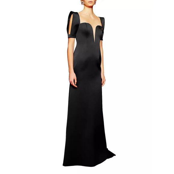 Ozgur Masur Satin Split-Sleeve Gown Size 4 $1796 - Picture 1 of 14